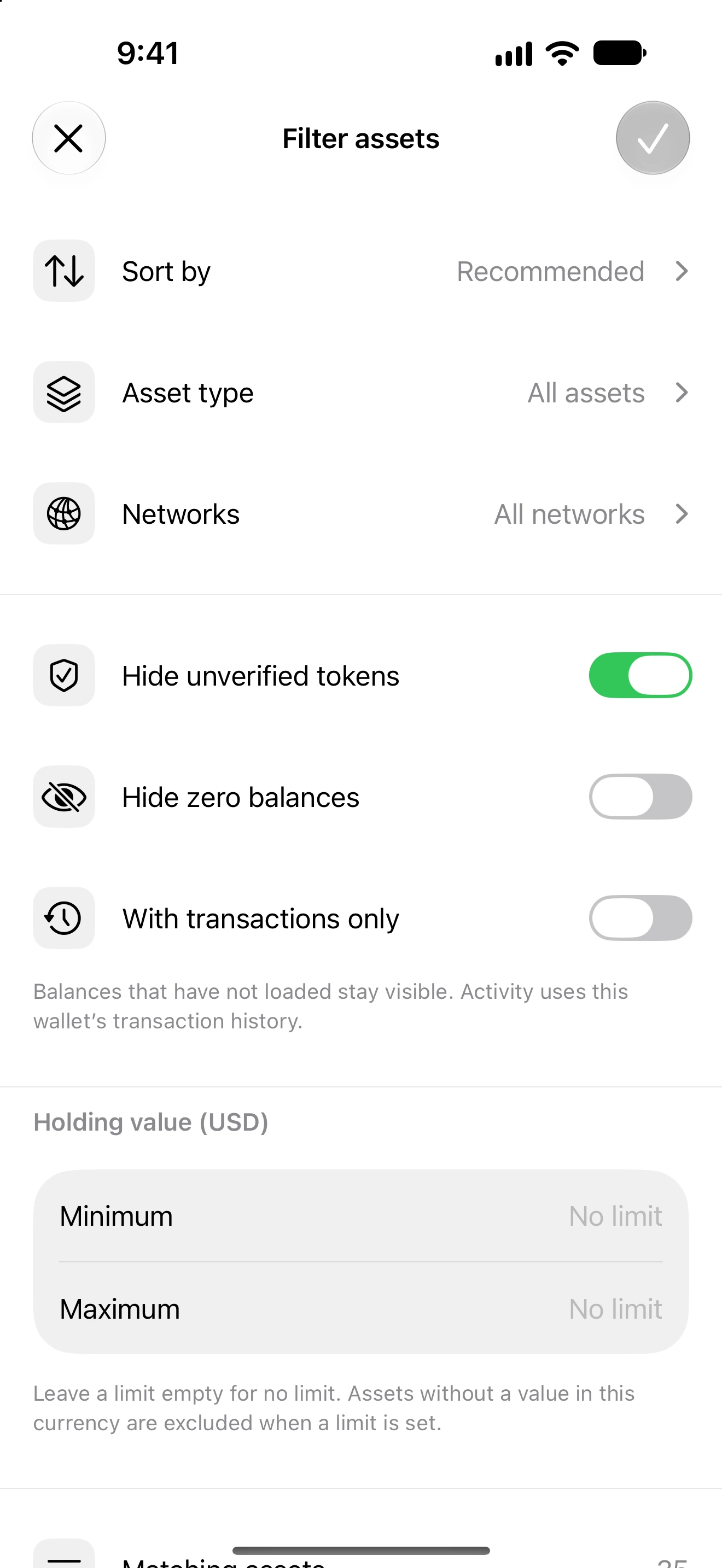 Home asset filters